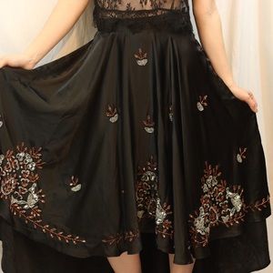 NWT Free People Stensson Black Beaded Silk Skirt 0